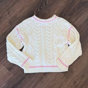 Edikted Cream and Pink Cable Knit Sweater